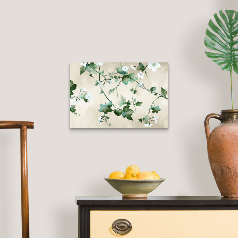 "Delicate Green Branches", art mural sur toile, Toile tendue, H 12 po x l 18 po