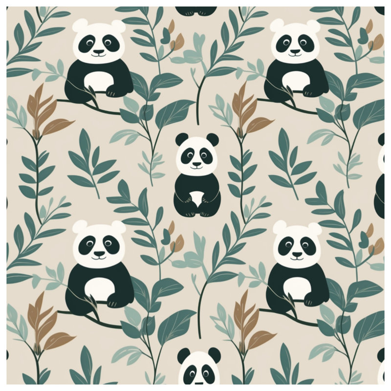 Panda Leaf Pattern Duvet Covers, Twin