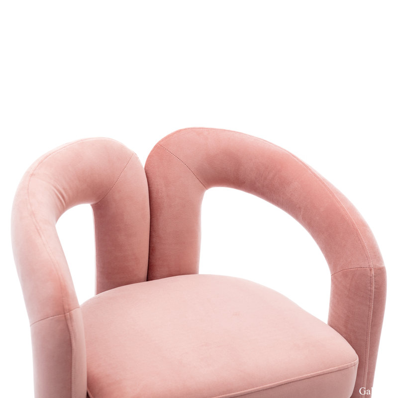 Fauteuil de 25,2 po de large Cahuilla, fauteuil de salon, fauteuil de lecture avec empreinte arrondie, Velours rose