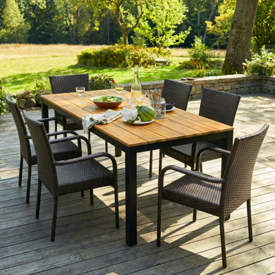 Theresa 6 - Person Acacia Patio Dining Set with Rectangular Table