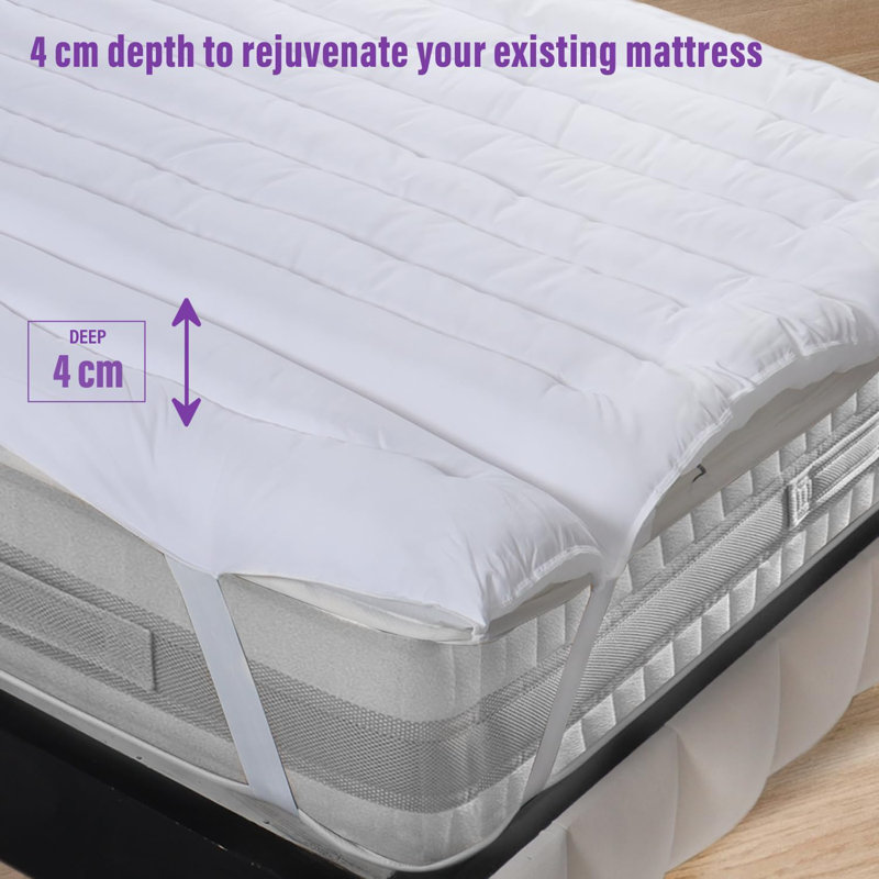 Fernbush Hypoallergenic 2 Inch Mattress Topper With Elastic Straps, Double (4'6)