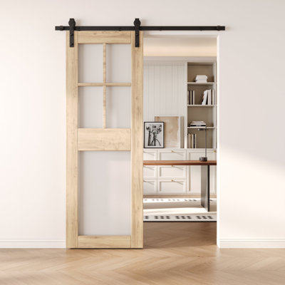 Porte de grange coulissante en bois massif non assemblé 26 po x 84 po