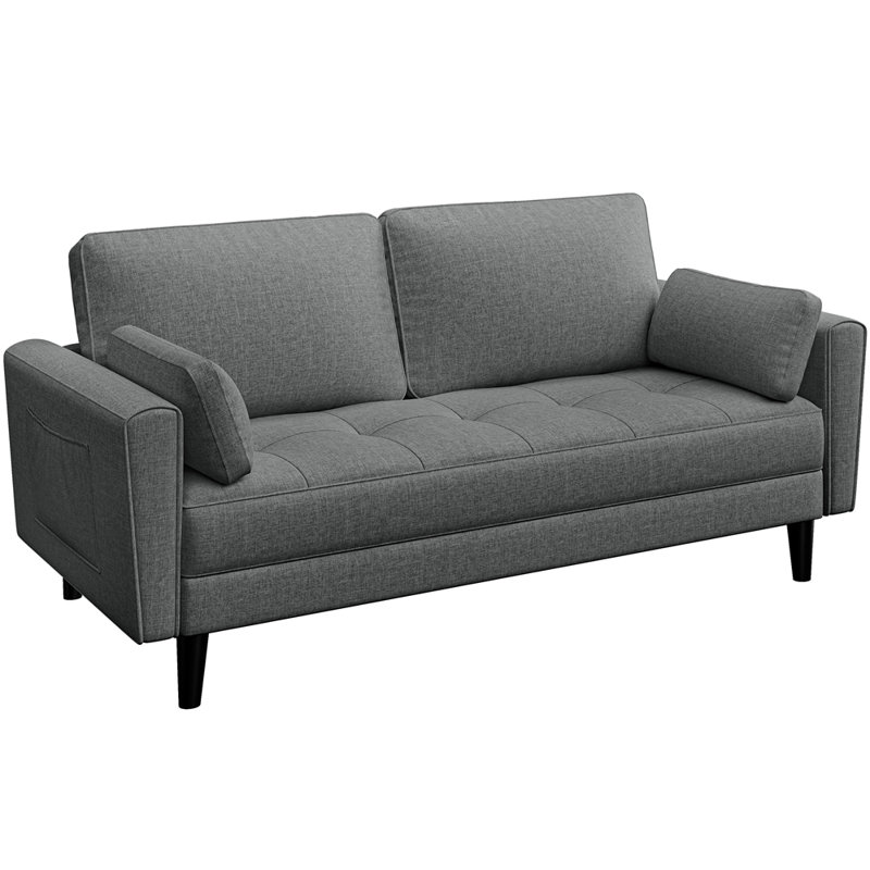 2 Seater Linen Loveseat,  Dark Grey