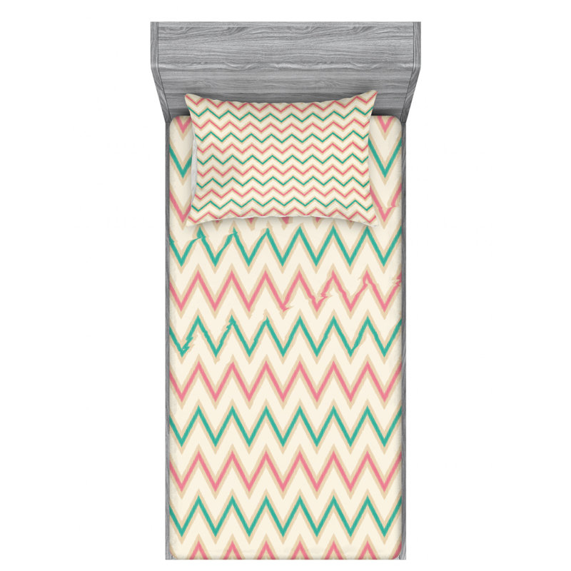 Microfiber Chevron Sheet Set, Twin Sheet Set with Fitted Sheet