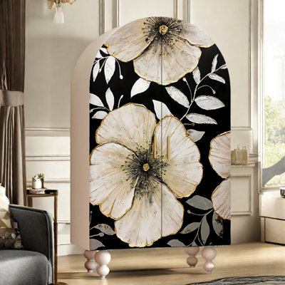 Arched Wardrobe with Art-Patterned Doors