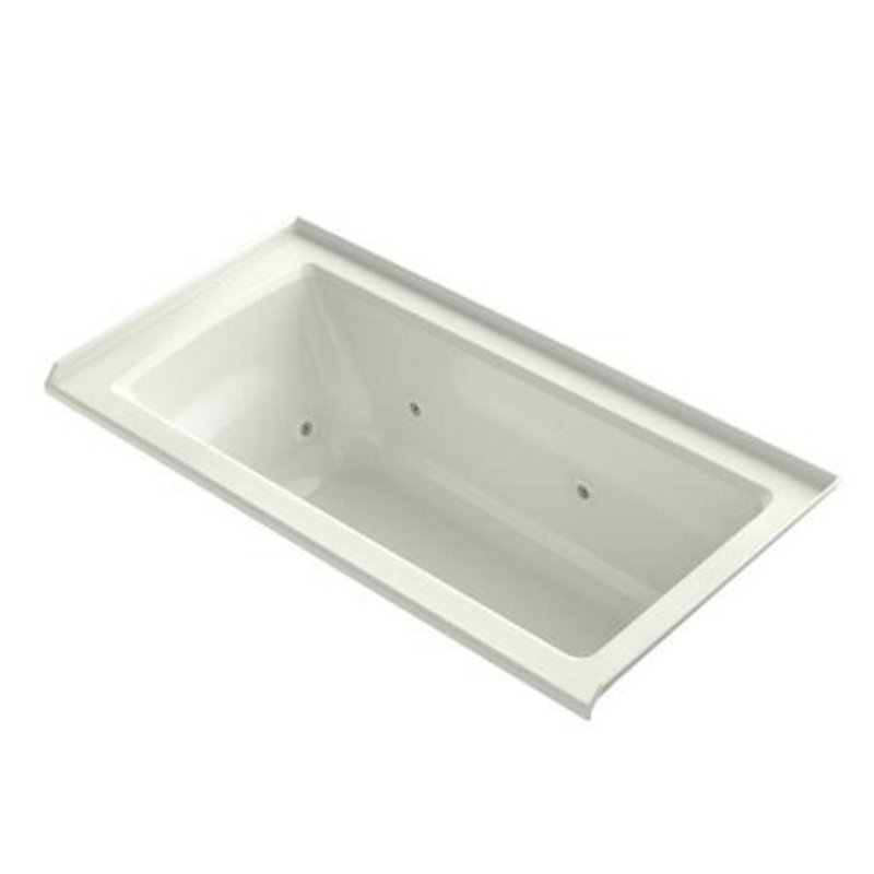 Archer Alcove Whirlpool with Bask Heated Surface, Tile Flange and Left-Hand Drain, Dune, Right