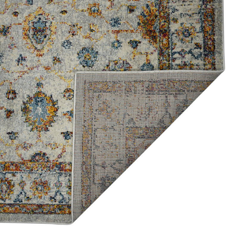 Tapis gris rouille et bleu 2 pi x 3 pi