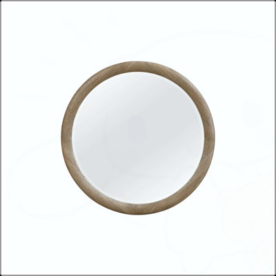 English Knotty Oak Inspired Round Mirror