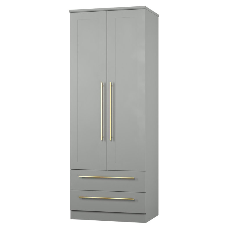 Fully Assembled Dudelange Haworth 2 Door Wardrobe, Grey Matt Veneer