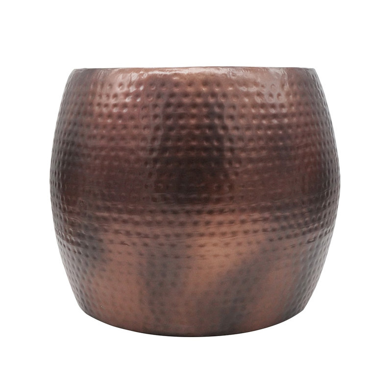 Table d'appoint ronde en fer martelé 19,5 po avec finition brun et bronze Nouria