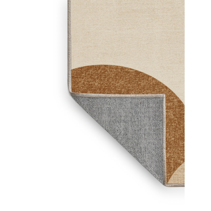 Machine Washable Rhawnhurst Thanksgiving Modern & Contemporary Abstract Rug in Beige – Beige Binding, 6x9