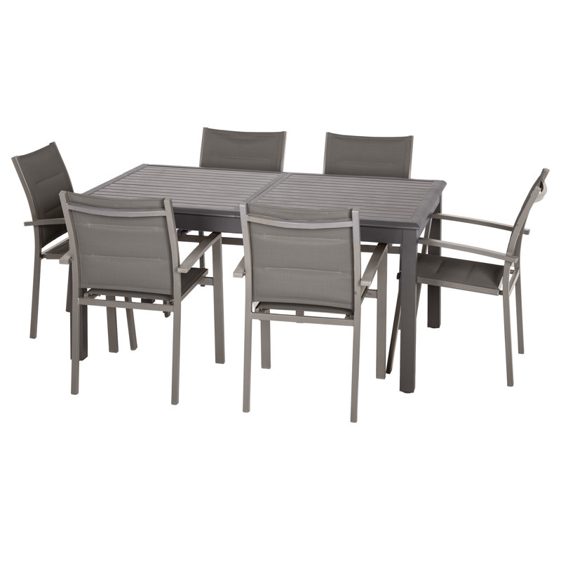 Telemanus Rectangular Metal Extendable Outdoor Dining Table , 160cm cm W 100cm cm D, Dark Brown