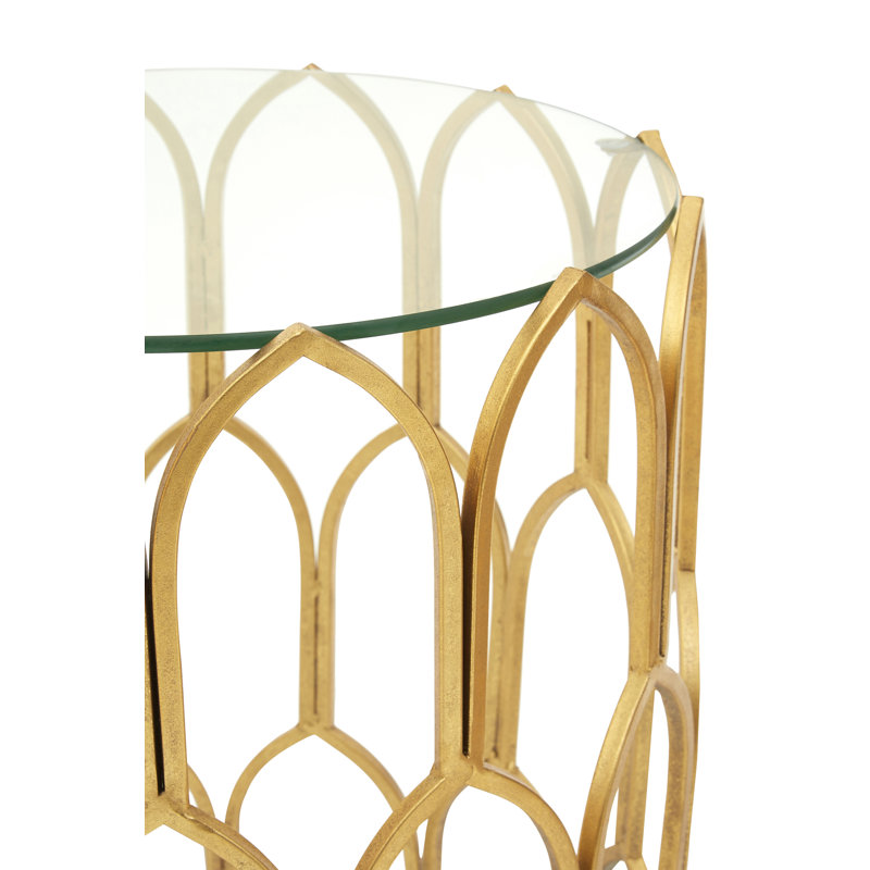 Glendive Glass Top Frame End Table, Gold