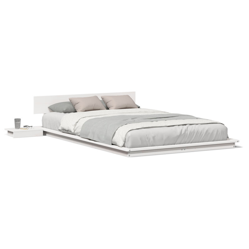 Solid Wood Bed, Small Double (4'), White