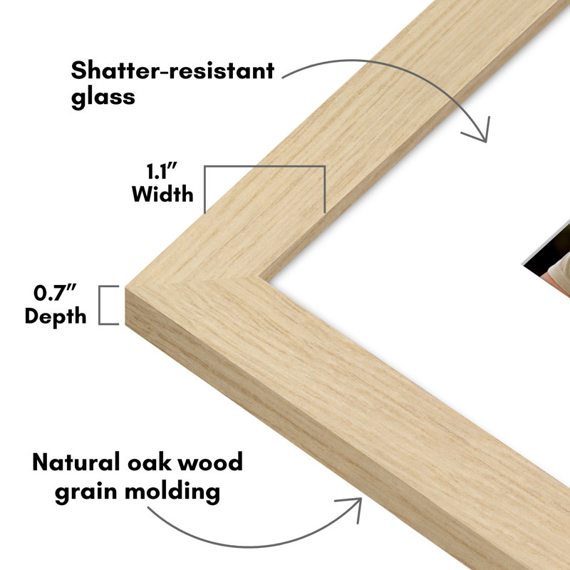 Natural Oak 8x8 Wide Molding Picture Frame with Mat