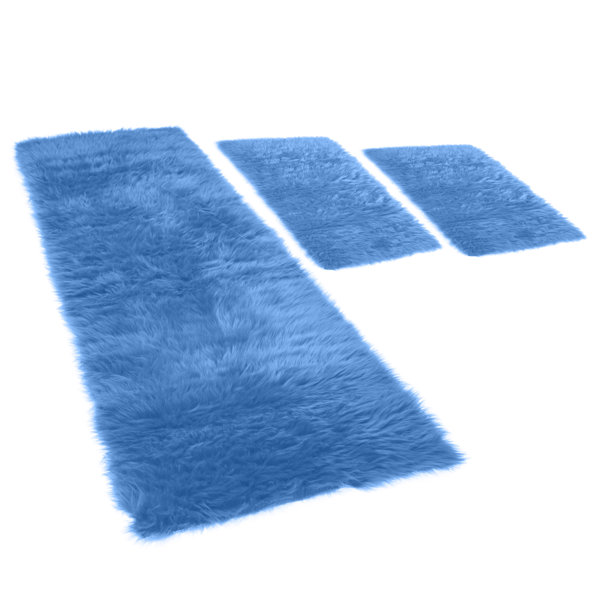 17 Stories Pireo 3 Piece Blue Rug Set | Wayfair.co.uk