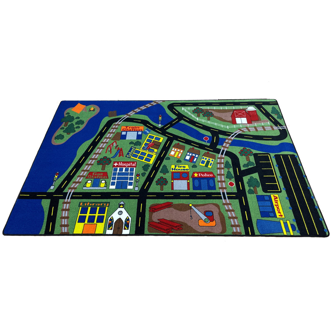 Total Transportation Play Town Area Rug Kid Carpet Rug