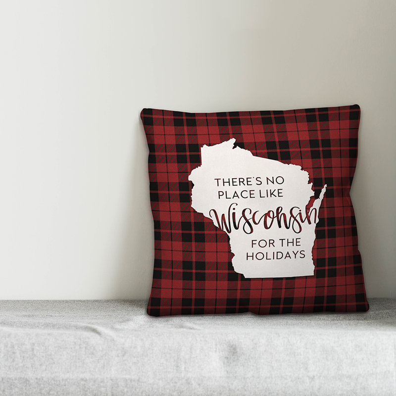  Housse de coussin «It's No Place Like Wisconsin for the Holidays», 16 po x 1 po