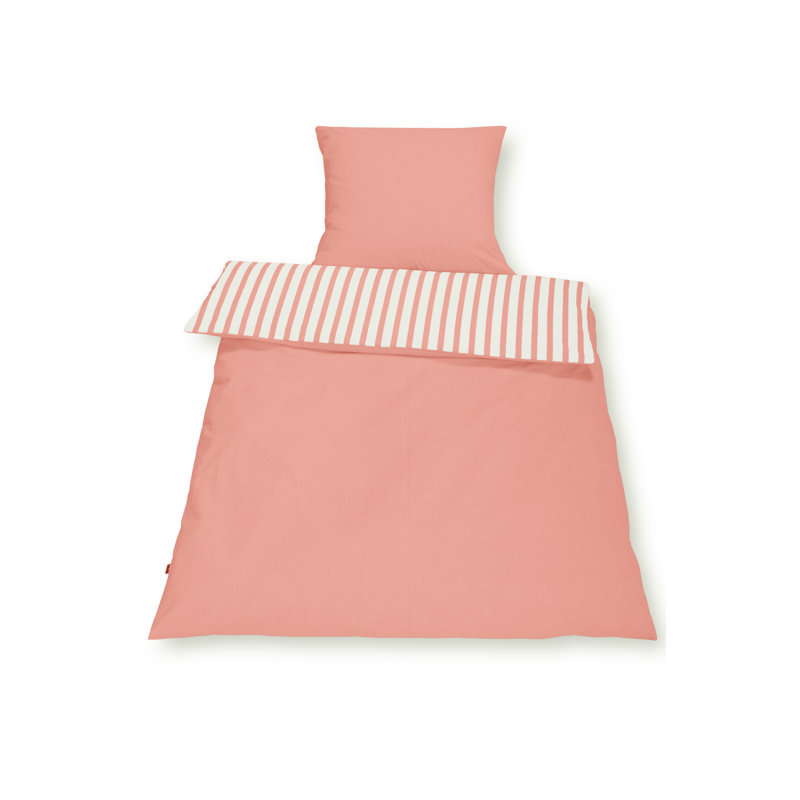 Striped Duvet Cover Set with Pillowcases, 200 x 220 cm - 2 Pillowcases (80 x 80 cm), Red