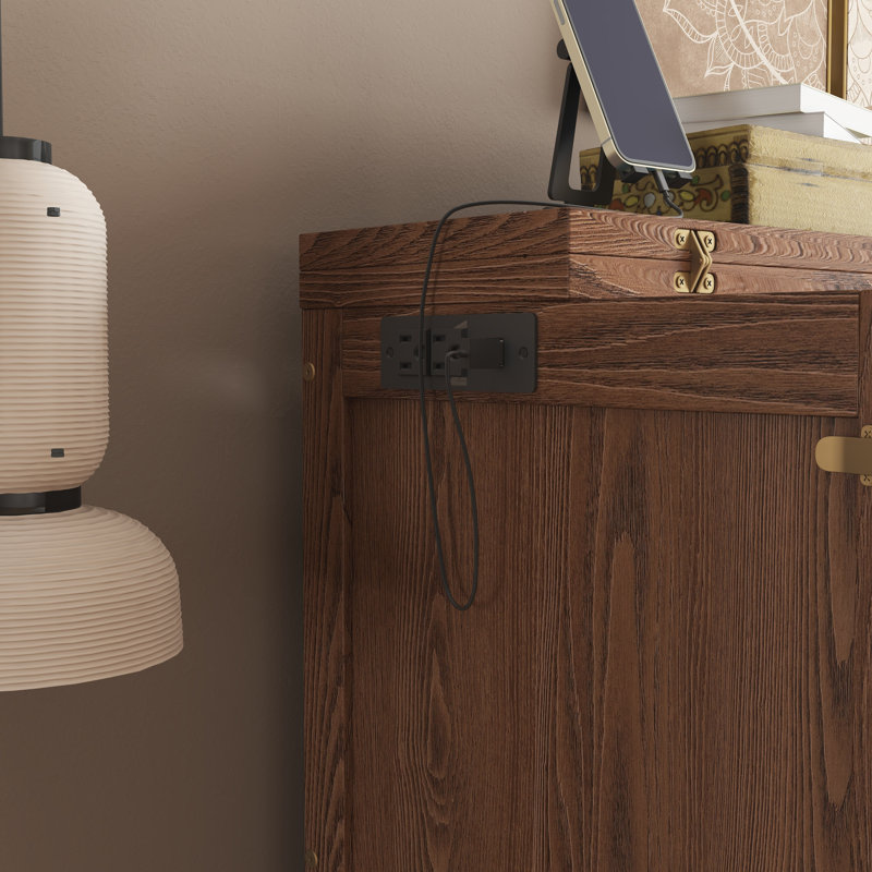 Grand lit escamotable avec port USB et tablettes amovibles de chaque côté, lit escamotable en pin massif pour bureau personnel, chambre d'amis, noyer