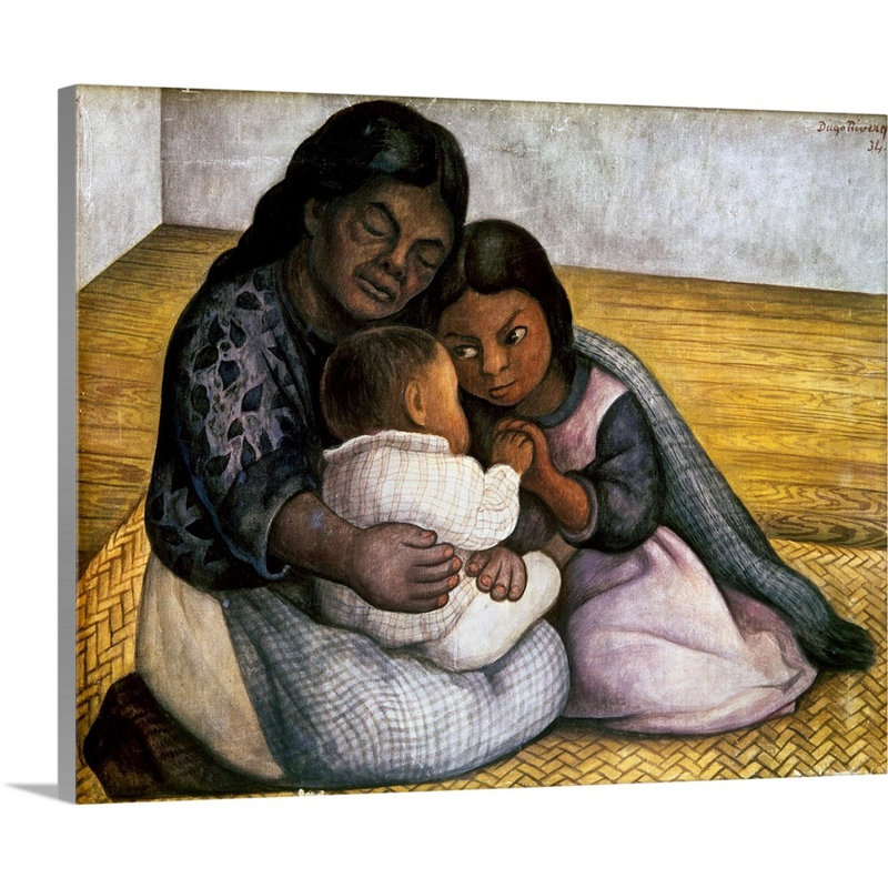 Rivera : mère et enfants par reproduction d’art sur toile Diego Rivera, H 16 po x l 20 po x P 1,25 po
