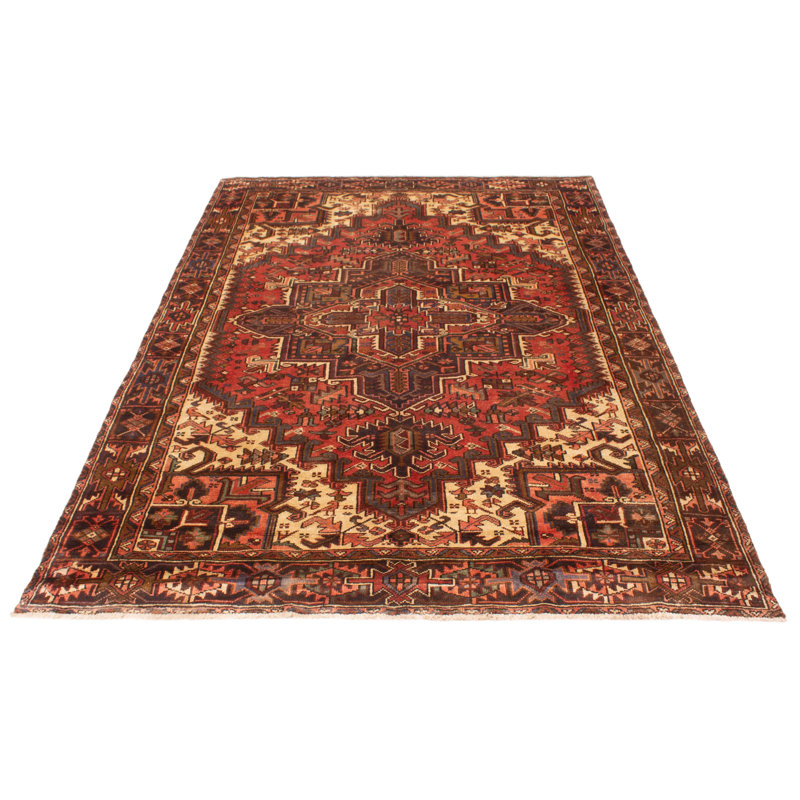 Tapis rouge en laine de conception unique 7 pi 9 po x 11 pi Mattolina