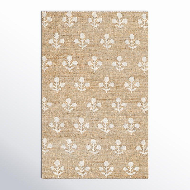 Erin Gates by Momeni Orchard Bloom Natural Hand Woven Wool and Jute Area Rug, Rectangle 3'6" x 5'6"