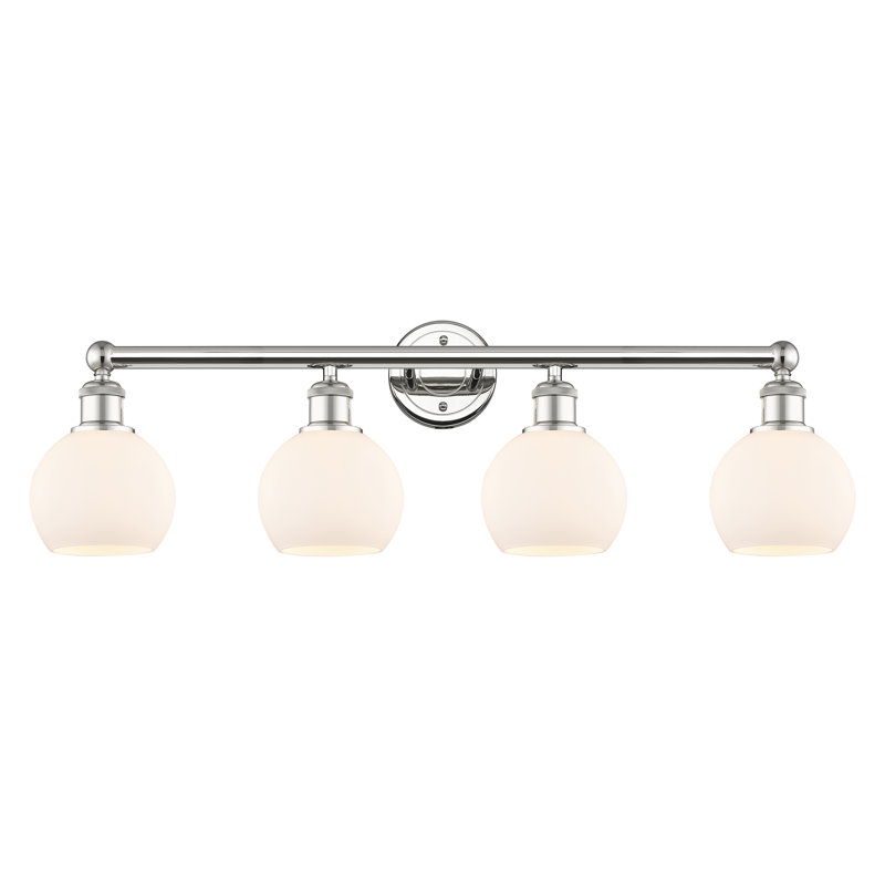 Éclairage pour meuble-lavabo 4 lumières 33 pouces Cambria, Blanc mat, Nickel poli