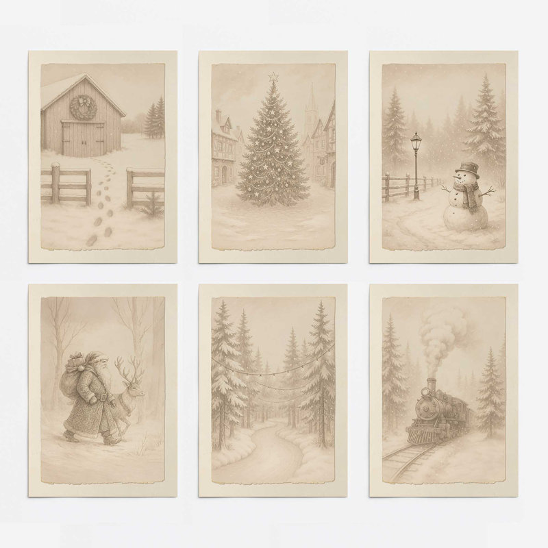 Ensemble de 6 estampes The Whispers of Christmas Past, H 24 po x l 108 po