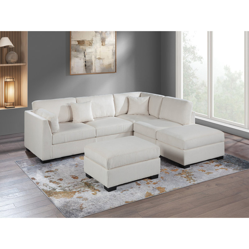 Canapé modulaire contemporain, Velours côtelé beige