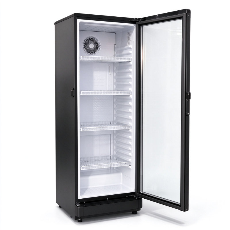 8,3 pieds cubes Pi. Réfrigérateur à boissons en verre noir avec tablettes grillagées