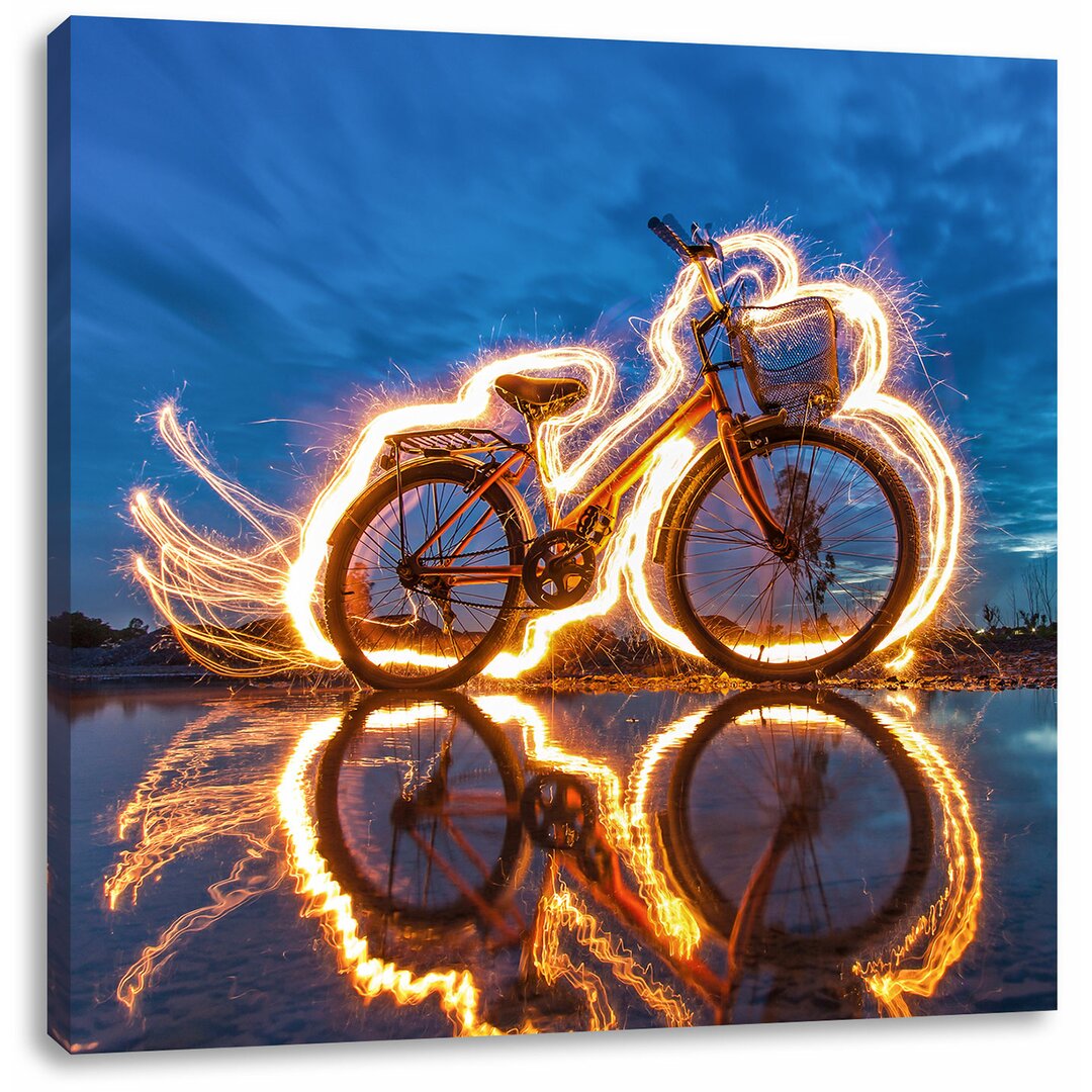 Leinwandbild Burning Bike brennendes Fahrrad