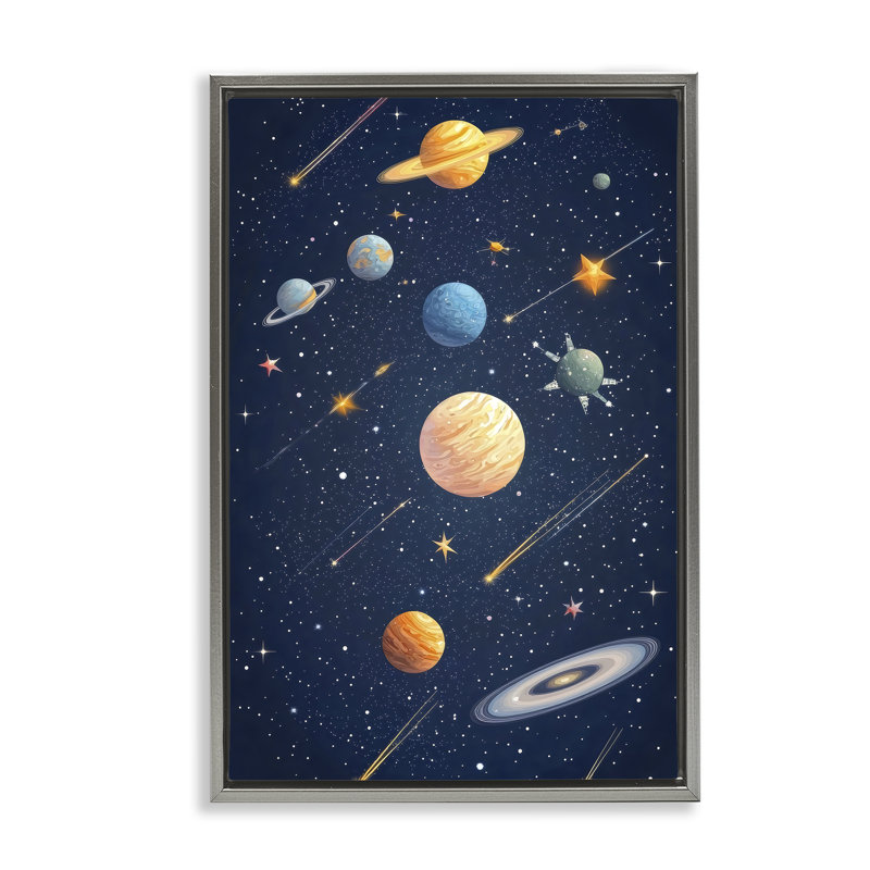 Cadre flottant The Galaxy Composition, design Creative Studio, H 31 po x l 21 po, Cadre flottant gris lustré