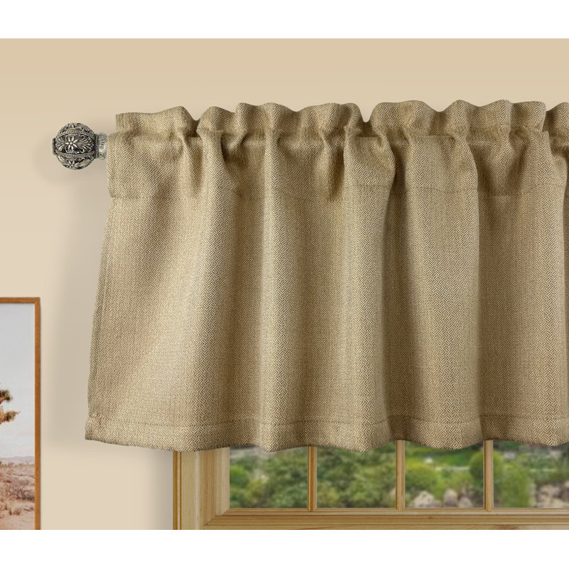 Sambac Basket Weave Mosaic Tailored Window Valance, Brass