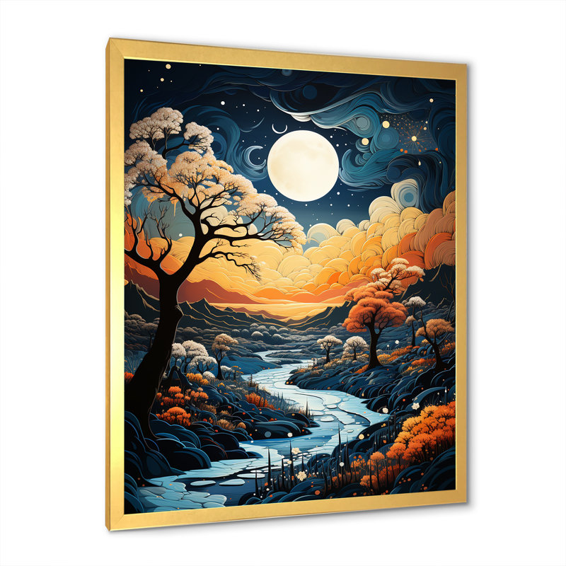 Paysage d'hiver de rêve, H 32 po x l 24 po x P 1 po, Cadre photo doré simple