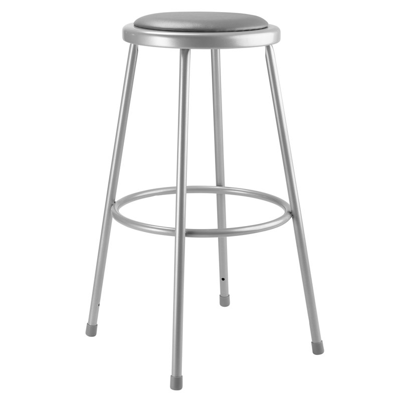 6400 Series Heavy Duty Vinyl Padded Steel Lab Stool with Footing, 30" H, Gray