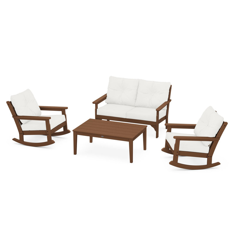 Vineyard 4-Piece Deep Seating Rocking Chair Set, Slate Grey, Natural Linen