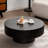 31.5" Handcrafted Relief Round Wooden Coffee Table | Sturdy Pedestal Base, Decorative Tea Table for Living Room-340936090-359558954
