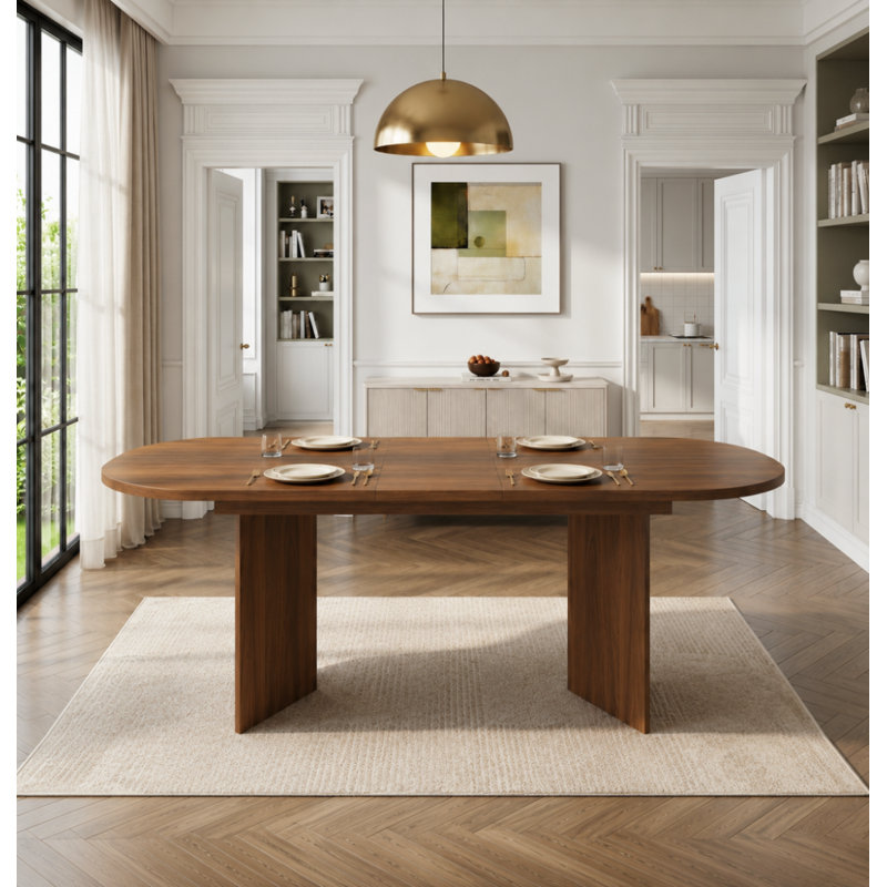 Extendable dining table 120–160cm oval walnut, Walnut