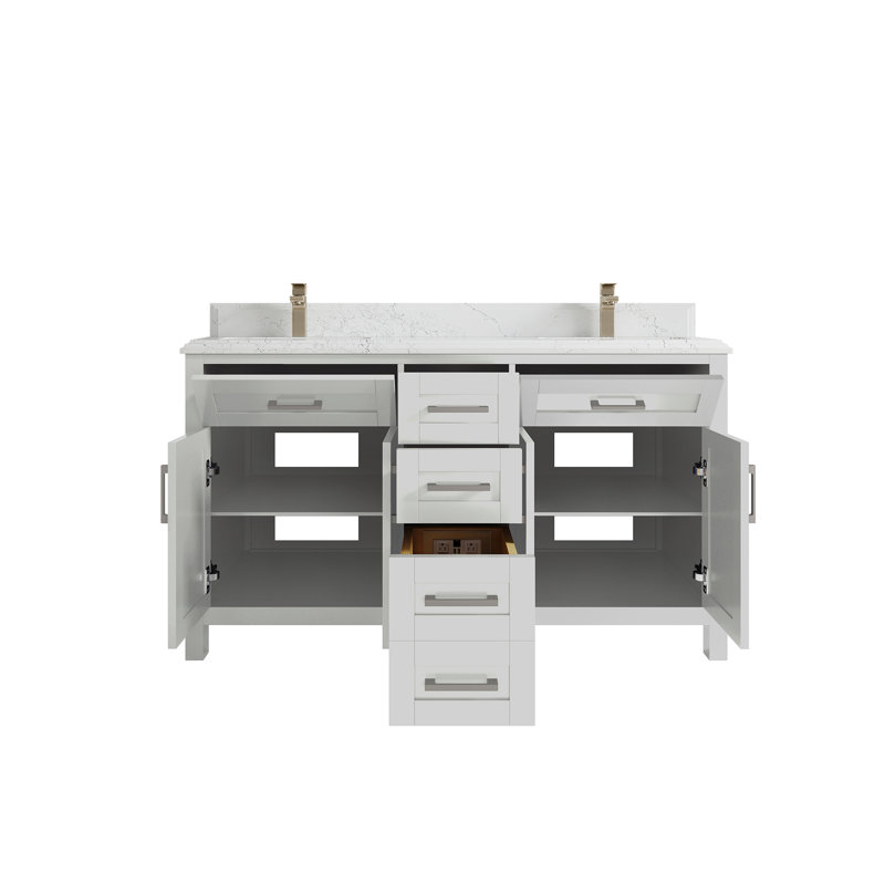 Ensemble de meuble-lavabo double 60 po Cambridge, Empira blanc