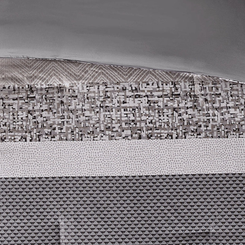 Édredon très grand lit - édredon gris / taupe à motif treillis 100%, Très grand édredon + 6 pièces supplémentaires 