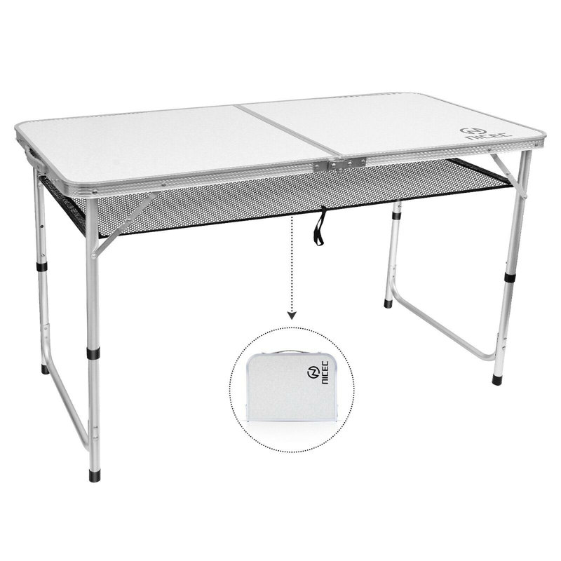 Table pliante réglable en aluminium, légère, portable avec poignée pour le camping, la plage, le bureau (grand)
