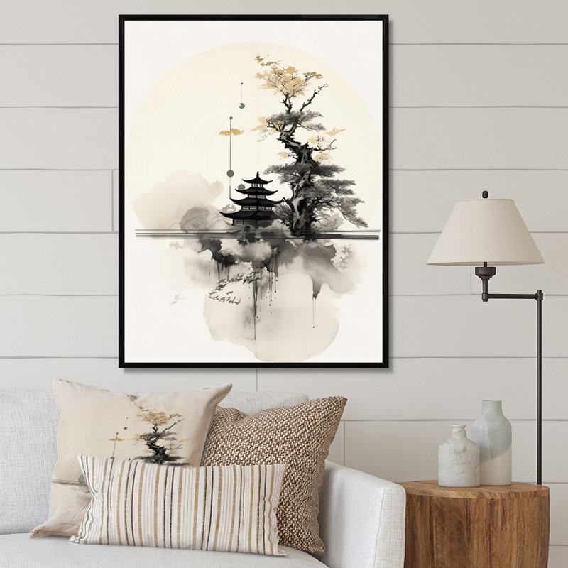 Asian Art Samurais Landscape II - Asian Wall Art Prints, Black Floater Framed, 32" H x 24" W