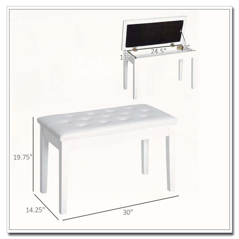 Banquette de piano capitonnée à boutons capitonnée, Blanc