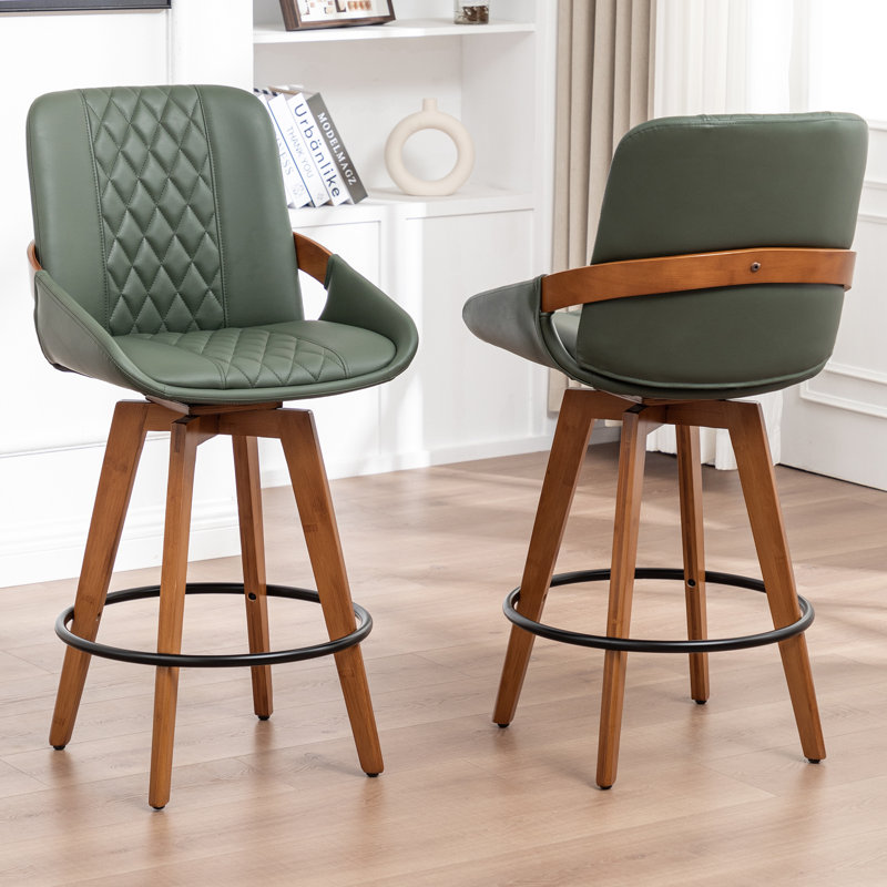 Modern Swivel Bar Stool, Green, Bar Stool (77.1cm Seat Height)