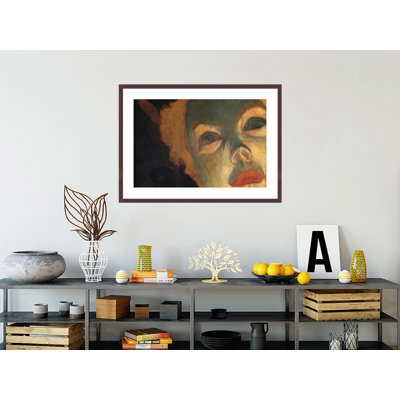 Détail d'un visage de femme au Moulin Rouge par Henri de Toulouse-Lautrec - Impression Giclée sur cadre