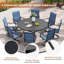 Ensemble repas d'extérieur de L 54 po pour 8 personnes avec 8 chaises pivotantes en polyester enduit de PVC Nectarie-1522399740