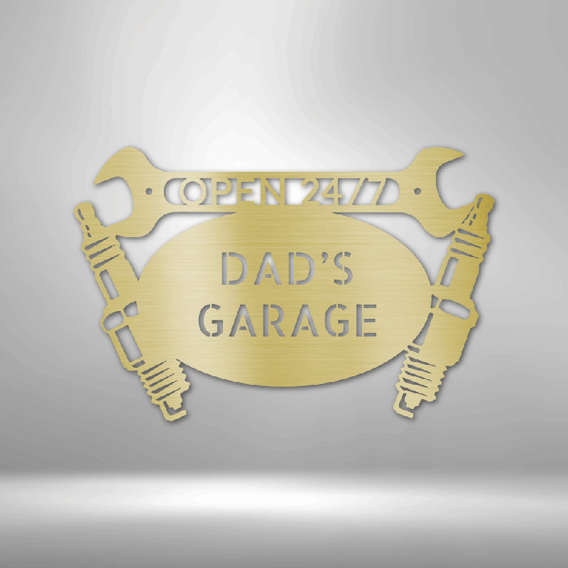 Décoration murale en métal «Mon père», monogramme personnalisé, Doré, H 34,25 po x l 35,5 po x P 0,5 po