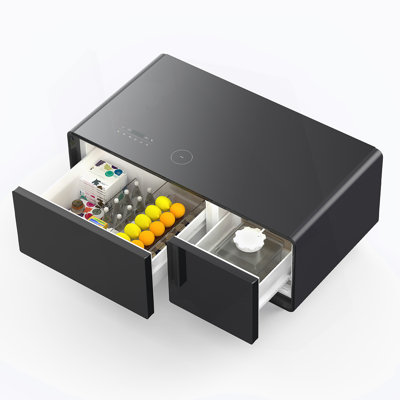 Modern Smart Coffee Table With Built-In Fridge, Bluetooth Speaker, Wireless Charging