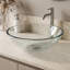 Lavabo de salle de bain rond de type vasque en verre titane de L 17 po l 6 po Giovanni-100503761